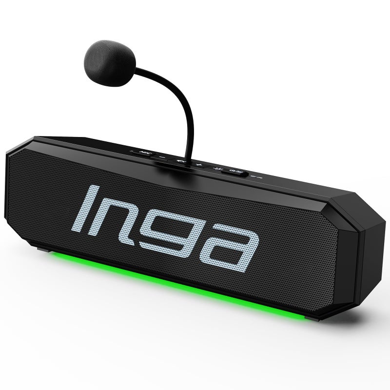 INGA Computer Speakers with Detachable Mic, Plug-and-Play USB Soundbar with Dynamic Lighting, Game/Music Modes, Compatible with PC, Laptop, PS5, Mac - Image 1
