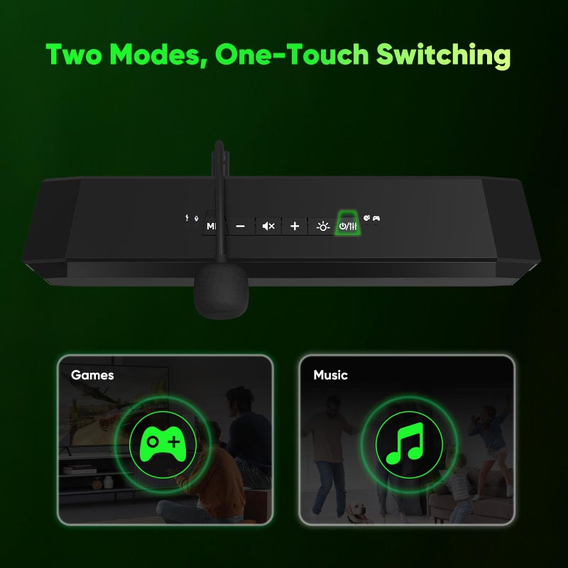 INGA Computer Speakers with Detachable Mic, Plug-and-Play USB Soundbar with Dynamic Lighting, Game/Music Modes, Compatible with PC, Laptop, PS5, Mac - Image 4