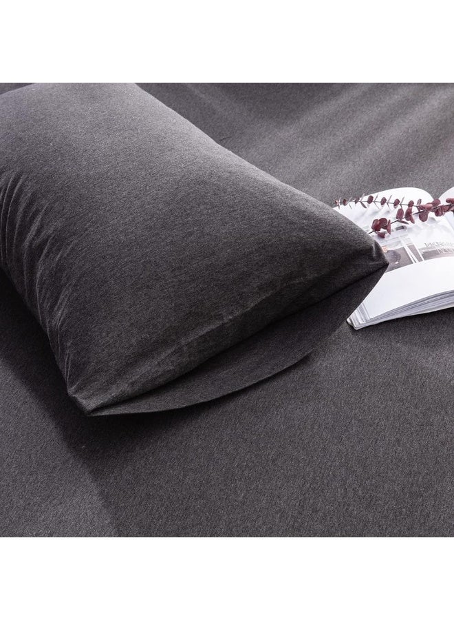 DONEUS Jersey Knit Pillowcases Queen Size - Charcoal Grey Pillowcases Set of 2 with Ultra Soft Breathable Pillowcase and Envelope Closure, 20x30 inches  - Image 3