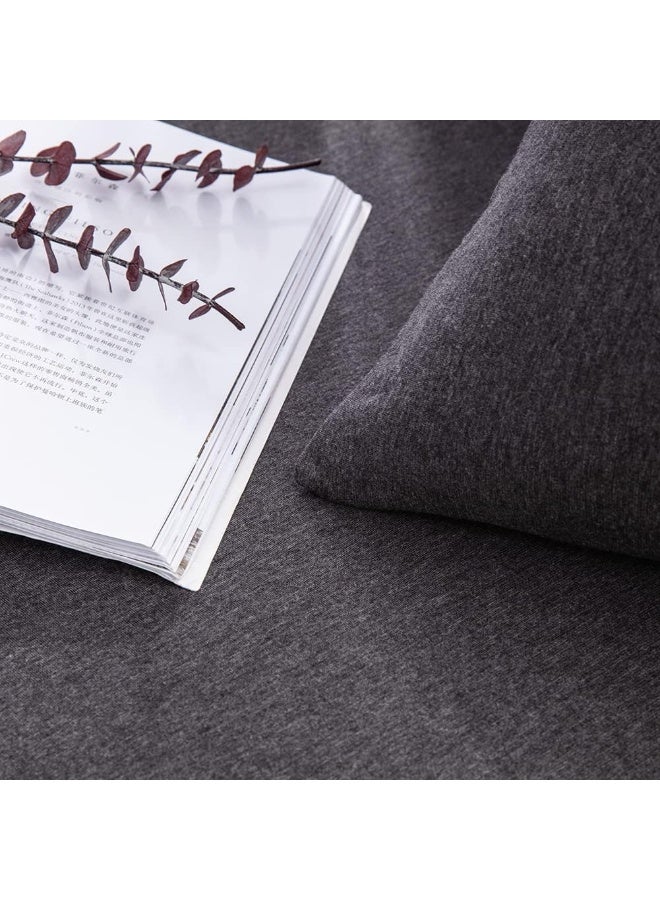 DONEUS Jersey Knit Pillowcases Queen Size - Charcoal Grey Pillowcases Set of 2 with Ultra Soft Breathable Pillowcase and Envelope Closure, 20x30 inches  - Image 4