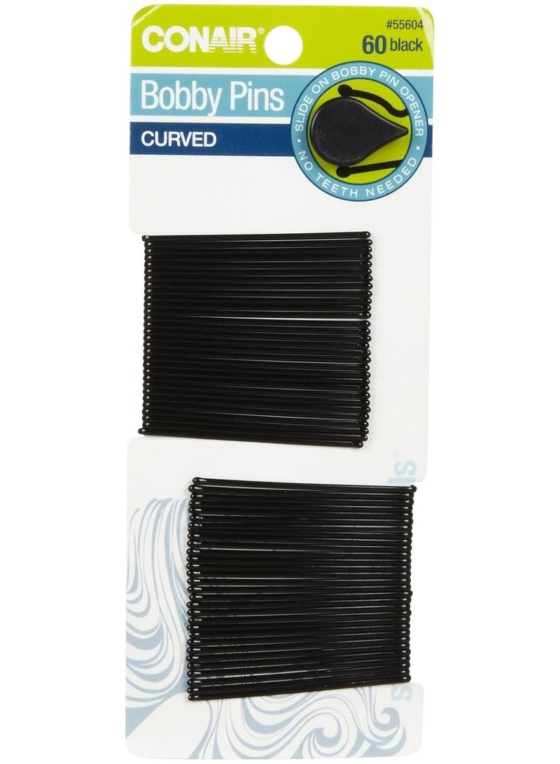 Conair Bobby Pins Curved Black - 60 CT - Image 1