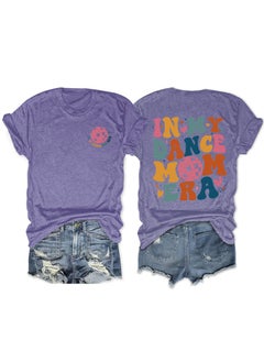 Fashionable Short Sleeve T-shirt For Women In My Dance Mom Era Ball New Style Crew Neck Tee Purple front chest (color picture)
