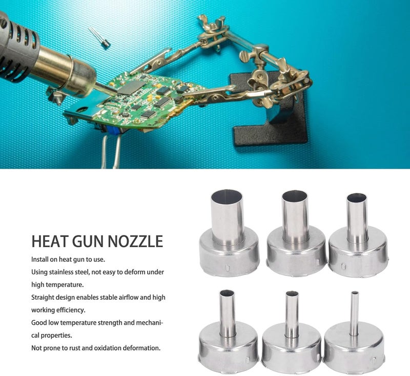 Premium Stainless Steel Heat Gun Nozzles, Straight Design for Seamless Airflows, Universal Fit for Multiple Air Pump Stations, 6 Nozzles of Varying Specs, Easy Installation, - Image 4