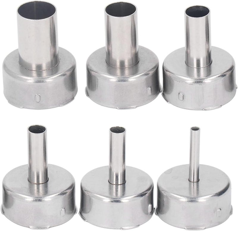 Premium Stainless Steel Heat Gun Nozzles, Straight Design for Seamless Airflows, Universal Fit for Multiple Air Pump Stations, 6 Nozzles of Varying Specs, Easy Installation, - Image 1