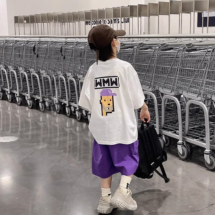 Pure Cotton Boys' Round Neck Short-Sleeved T-Shirt 2026 New Style Kidsren'S Loose-Fitting Bottoming Shirt For Older Kidsren Trendy Half-Sleeved Top - Image 1