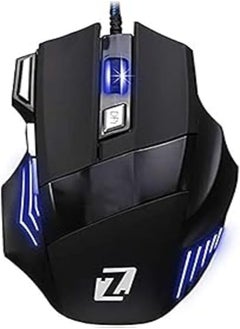 Zero ماوس الألعاب Zero Zr-1800 7D LED بصري سلكي USB بدقة 3200 نقطة في البوصة لأجهزة الكمبيوتر المحمولة والكمبيوتر الشخصي - أسود 