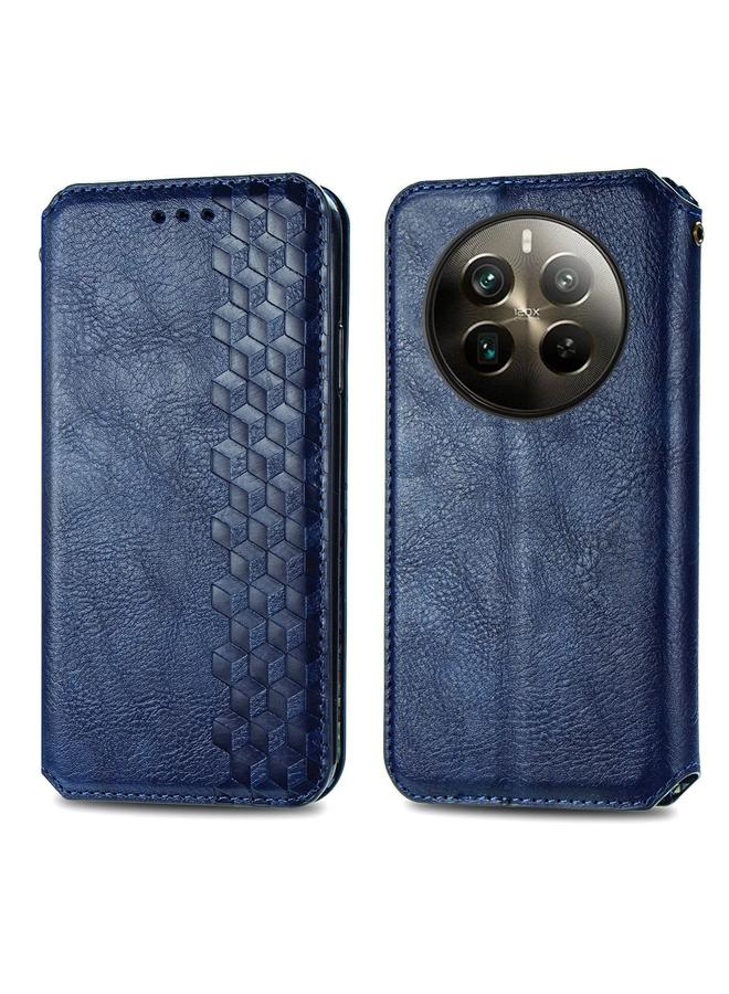 اس-توب جراب هاتف Realme 12 Pro+ جراب هاتف جلدي مغناطيسي مضغوط بشبكة مكعبة - Image 1