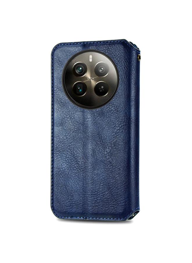 اس-توب جراب هاتف Realme 12 Pro+ جراب هاتف جلدي مغناطيسي مضغوط بشبكة مكعبة - Image 3