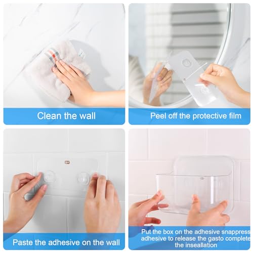 CGBE 2 Packs Cabinet Door Organizer, Acrylic Adhesive Shelf Wall Mounted Storage, Self Adhesive Shower Shelves Without Drilling, Automatic Draining Clear Shower Organizer for Bathroom - Image 5