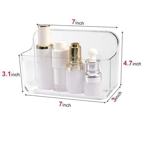 CGBE 2 Packs Cabinet Door Organizer, Acrylic Adhesive Shelf Wall Mounted Storage, Self Adhesive Shower Shelves Without Drilling, Automatic Draining Clear Shower Organizer for Bathroom - Image 3