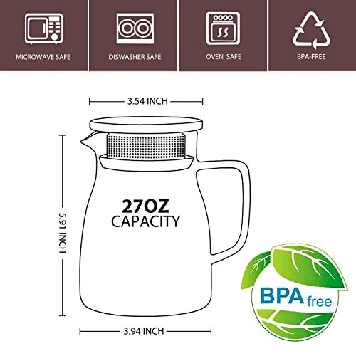CNGLASS OneTouch Glass Teapot 27oz800ml Glass Tea Kettle with Stainless Steel Filter Lid Stovetop Safe Loose Leaf Tea Maker - Image 3