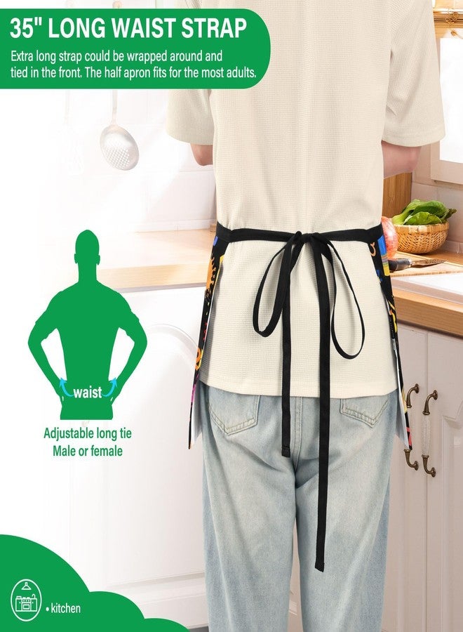 Aflyko Waist Apron Fun Back To School Short Waitress Server Apron Chef Half Apron Waiter Bartender Waterproof 3 Pockets Apron for Garden Kitchen Restaurant - Image 5