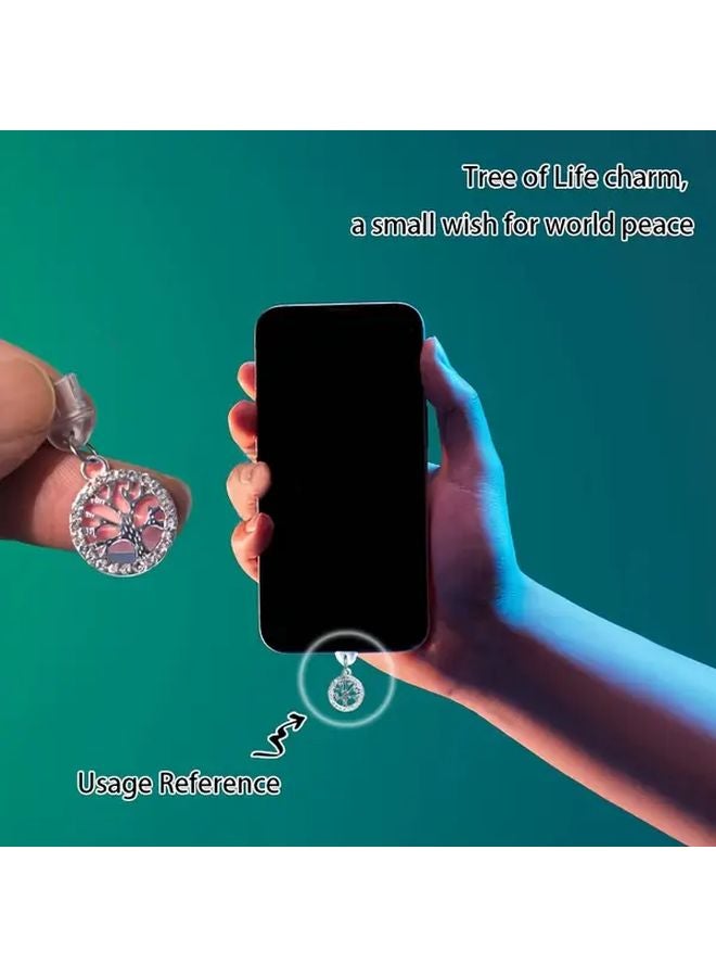 سير شجرة الحياة للهاتف مع سداد الغبار لجهاز آيفون 6 إلى 14 برو ماكس - هدية مضادة للضياع - Image 4