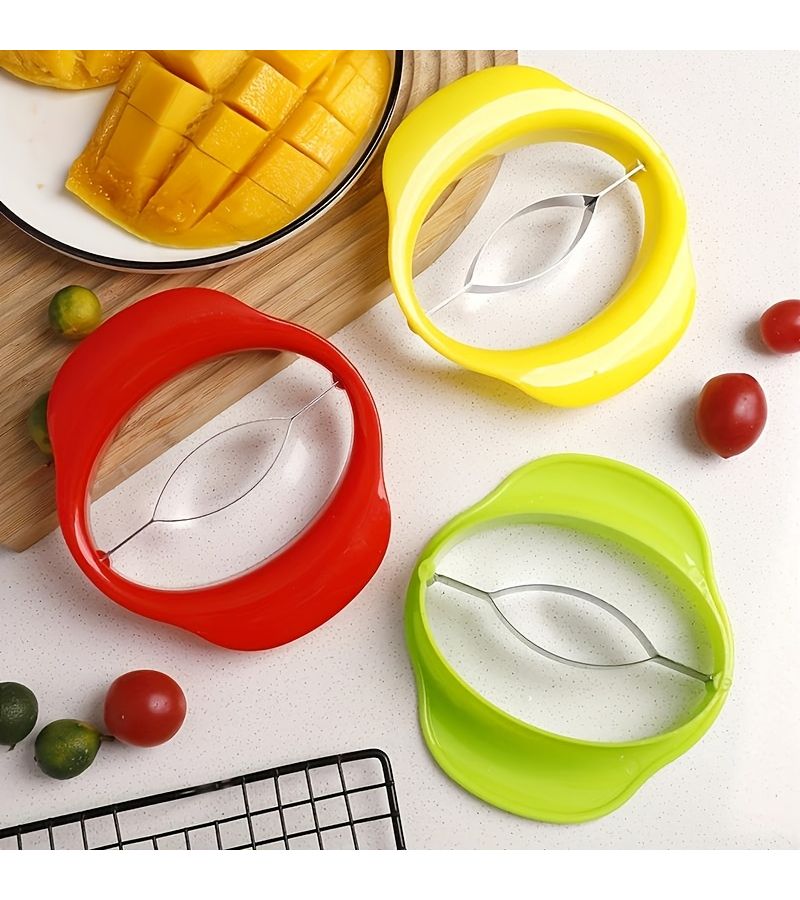 Green Mango Slicer Plastic Fruit Cutter Easy Peel Pit Perfect Cut Kitchen Gadget - Image 1