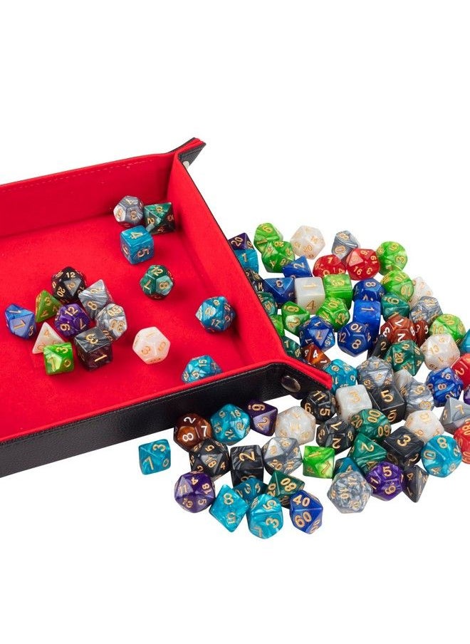 Monster Protectors Monster Gaming 100 Count Bulk Dice Value Pack10 Different Marbled Colors Multicolored Assorted Polyhedral Die Compatible With Dungeons And Dragons Rpg & Board Games Includes D4 D6 D8 D10 D12 D20  - Image 4