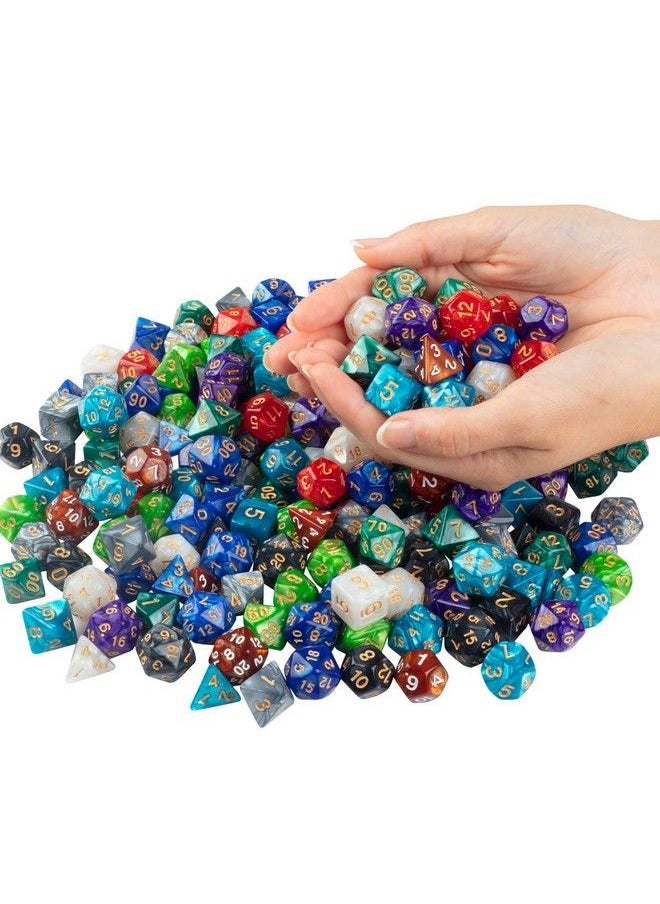 Monster Protectors Monster Gaming 100 Count Bulk Dice Value Pack10 Different Marbled Colors Multicolored Assorted Polyhedral Die Compatible With Dungeons And Dragons Rpg & Board Games Includes D4 D6 D8 D10 D12 D20  - Image 3