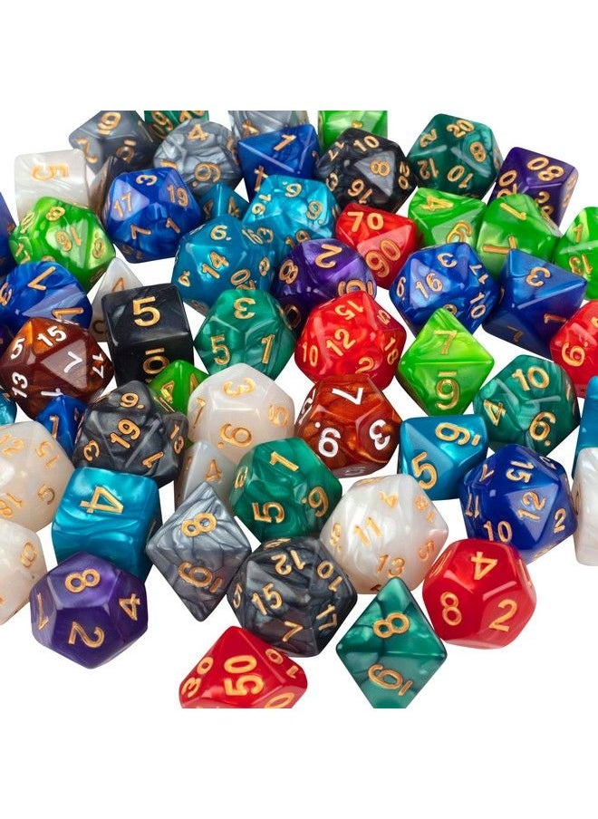 Monster Protectors Monster Gaming 100 Count Bulk Dice Value Pack10 Different Marbled Colors Multicolored Assorted Polyhedral Die Compatible With Dungeons And Dragons Rpg & Board Games Includes D4 D6 D8 D10 D12 D20  - Image 2