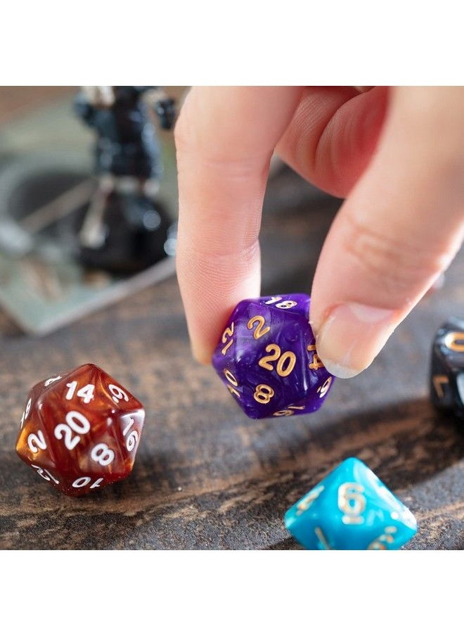 Monster Protectors Monster Gaming 100 Count Bulk Dice Value Pack10 Different Marbled Colors Multicolored Assorted Polyhedral Die Compatible With Dungeons And Dragons Rpg & Board Games Includes D4 D6 D8 D10 D12 D20  - Image 5