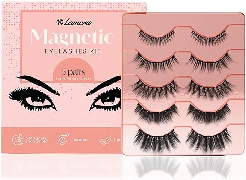 Lamora مجموعة رموش لامورا المغناطيسية ناعمة خالية من القسوة سهلة الاستخدام قابلة لإعادة الاستخدام رموش عين مزيفة بدون غراء مظهر طبيعي دراماتيكي مجموعة رموش مغناطيسية لأي مناسبة محبوبة من قبل محترفي المكياج والمبتدئين - Image 1