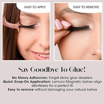 Lamora مجموعة رموش لامورا المغناطيسية ناعمة خالية من القسوة سهلة الاستخدام قابلة لإعادة الاستخدام رموش عين مزيفة بدون غراء مظهر طبيعي دراماتيكي مجموعة رموش مغناطيسية لأي مناسبة محبوبة من قبل محترفي المكياج والمبتدئين - Image 3