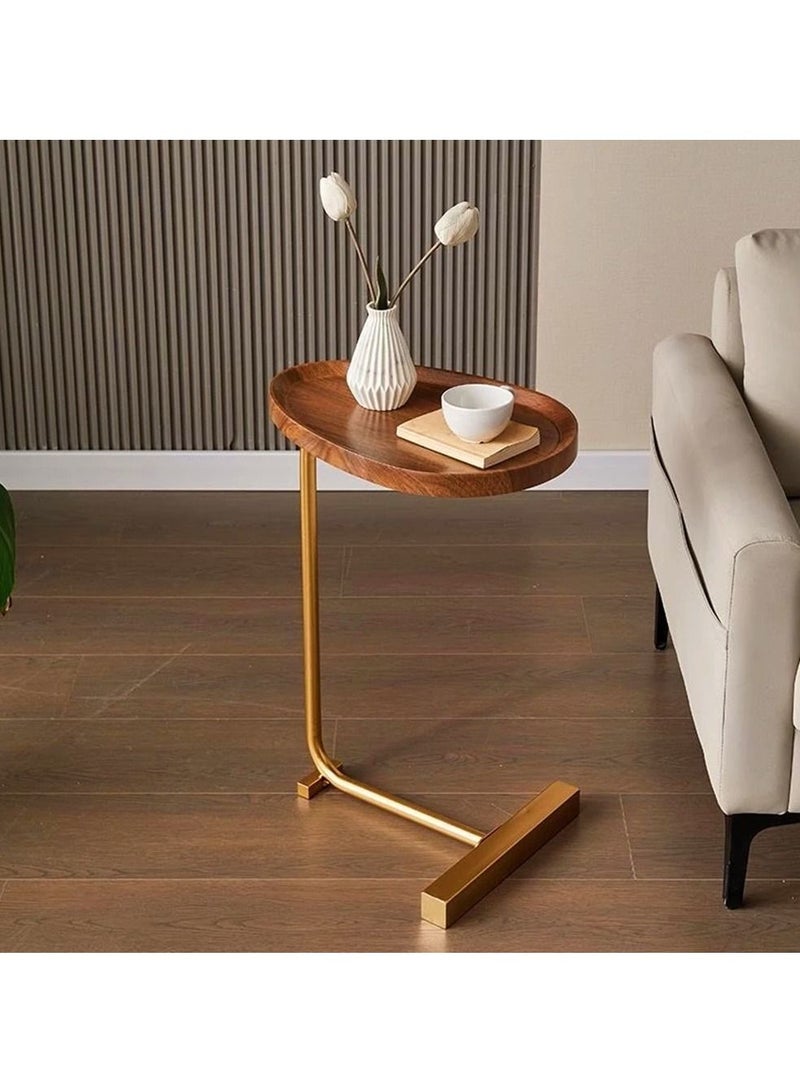 DubaiGallery Side table simple and modern corner sofa aesthetic standing table oval coffee table tea table wood floor design home furniture - Image 2