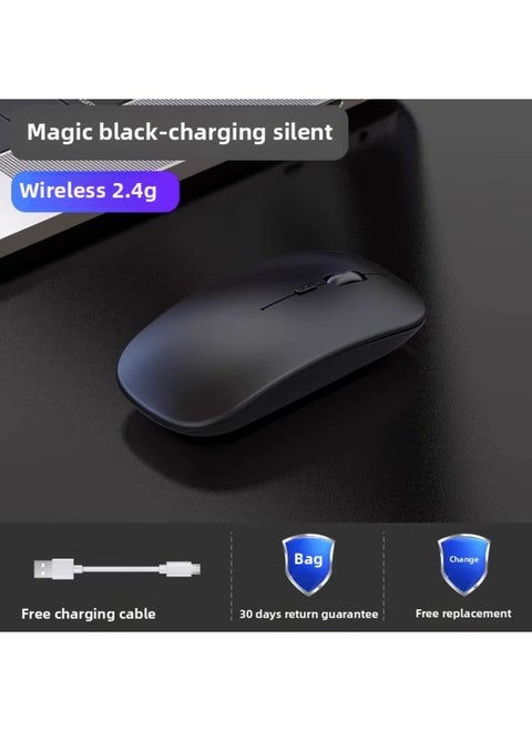 Unlimited Mute Wireless Charging Home External Dual-mode Desktop Bluetooth Mouse Laptop Office-Specification:Magic Black Wireless Version Qingying Rechargeable + Silent Qingying Comes With Mouse Pad