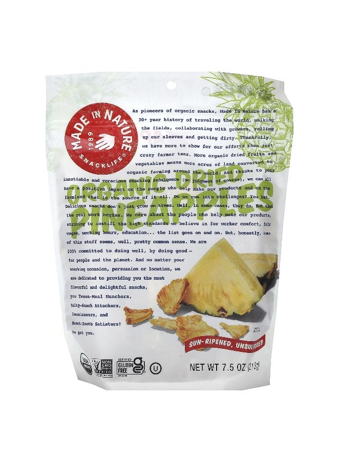 Made in Nature, Organic Dried Pineapples, Sun-Ripened, Unsulfured, 7.5 oz (213 g) - Image 1