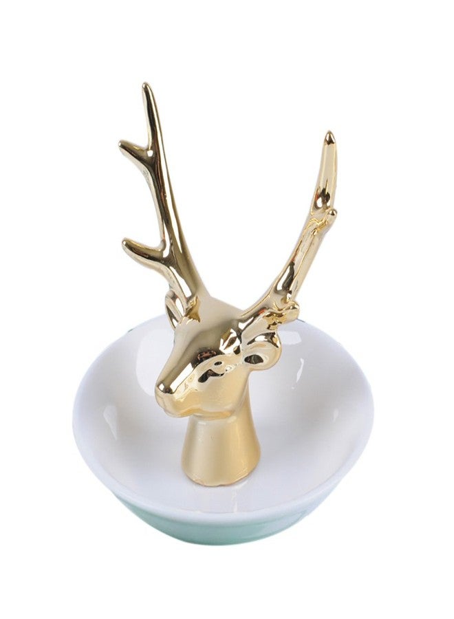 MOSSTYUS Jewelry Tray, Gold Ceramic Decorative Deer, Ring Dish Holder, Jewelry Organizer, Home Gifts for Women - Image 1