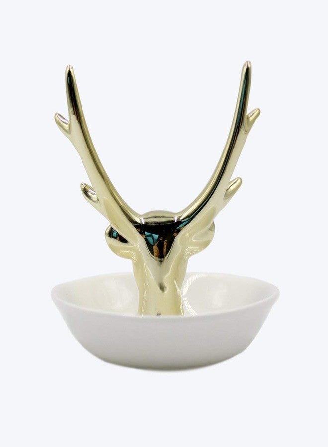 MOSSTYUS Jewelry Tray, Gold Ceramic Decorative Deer, Ring Dish Holder, Jewelry Organizer, Home Gifts for Women - Image 2