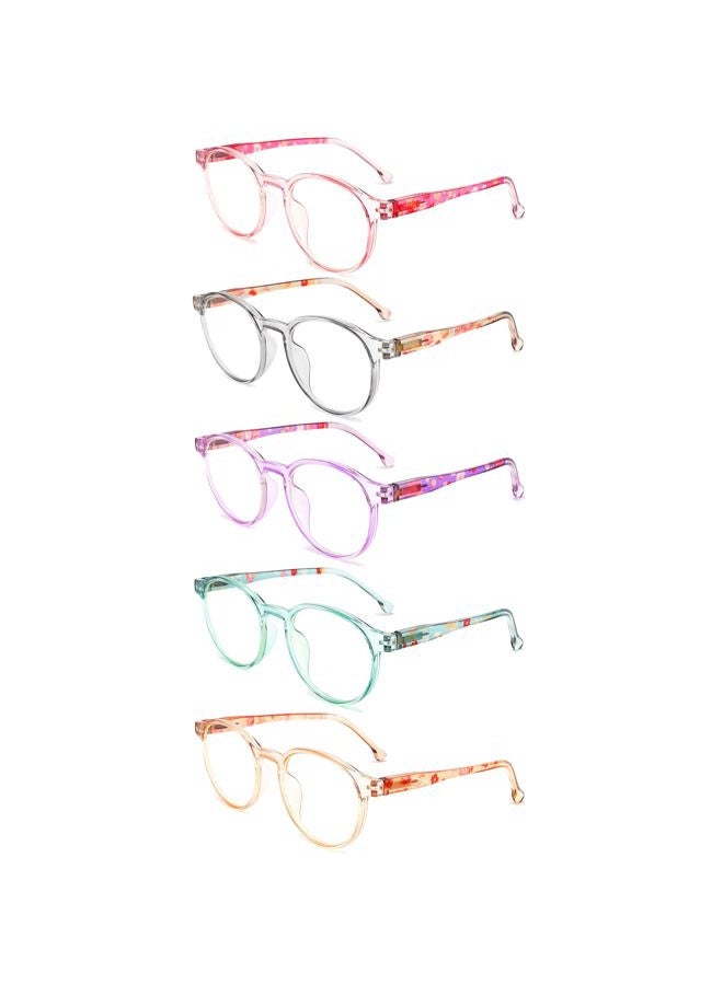 LANLANG 5 Pack Blue light blocking Reading Glasses for Women with Spring Hinge, Round, 5 Colors, PC frame, Lightweight, +2.0 diopters - Image 2