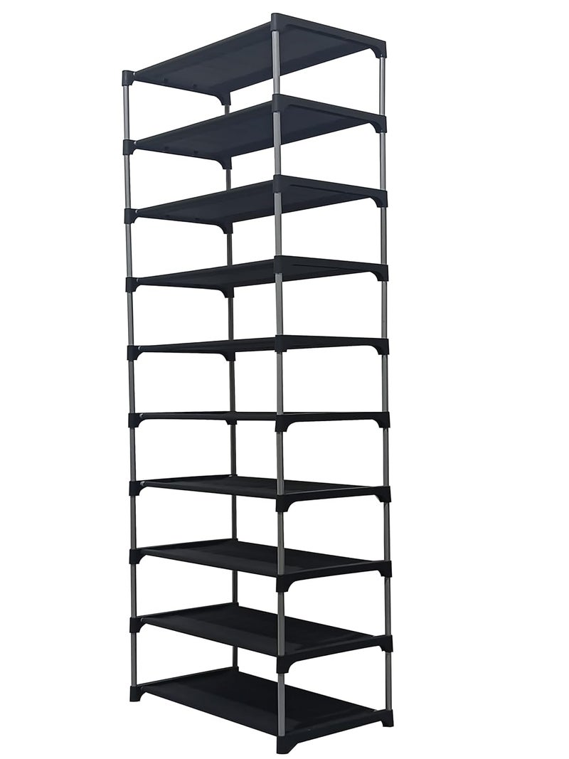 RAXON WORLD Multipurpose RackBook Rack9 ShelvesStrong Metal PipesShoe RackWardrobeNon Wooven FabricBook CaseRacksClothes RackOffice and Home UseChappal Stand Black - Image 5