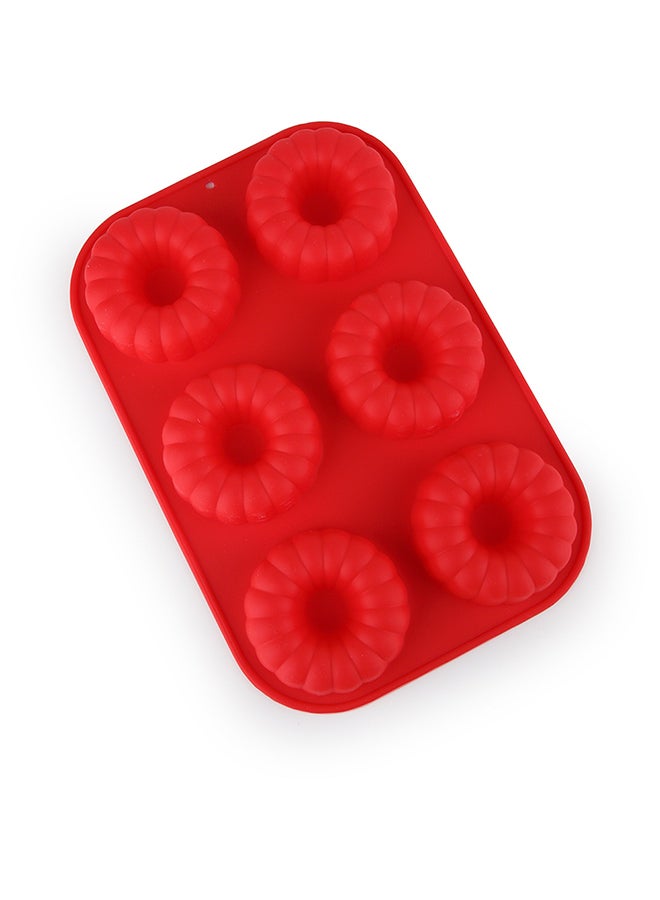 Happy Home 6-Eyes Round Silicone Cake Mold Red