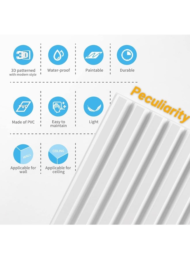 DUNISO 12Pcs 3D Wall Panels Peel and Stick, Slat Wall Panel for Modern Decor, Wall Accents for Interior Wall Decor, PVC Flower Textured Wall Panels for Living Room Lobby Bedroom Hotel Office，50*50cm，White  - Image 5