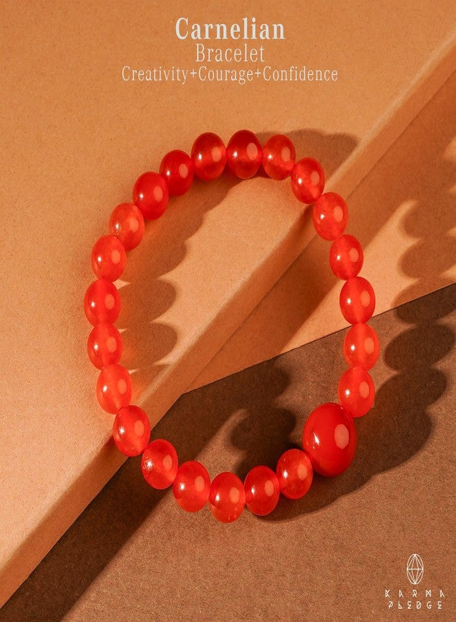 KARMAPLEDGE Carnelian Healing Crystal Bracelets for Women & Men,Reiki Healing Elastic Stretch Bracelet with Handmade Beaded crystals For Meditation, Positive Energy & Balance, Crystal Gifts - Image 3