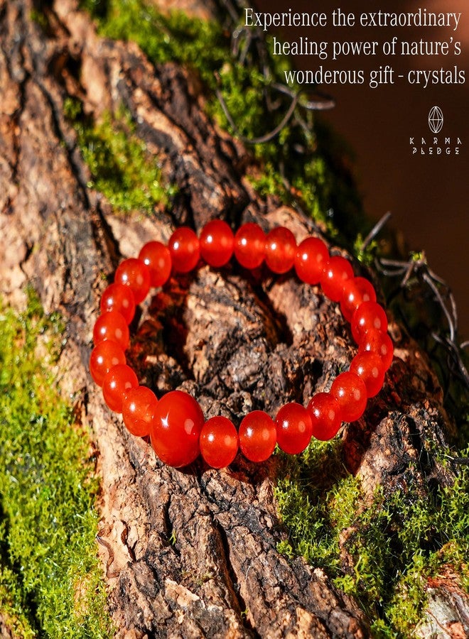 KARMAPLEDGE Carnelian Healing Crystal Bracelets for Women & Men,Reiki Healing Elastic Stretch Bracelet with Handmade Beaded crystals For Meditation, Positive Energy & Balance, Crystal Gifts - Image 5