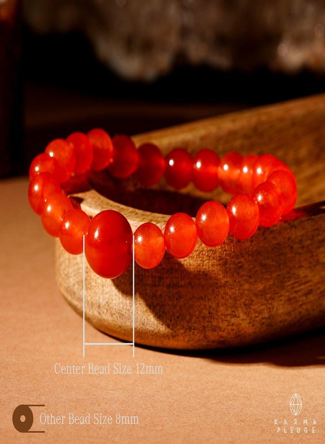 KARMAPLEDGE Carnelian Healing Crystal Bracelets for Women & Men,Reiki Healing Elastic Stretch Bracelet with Handmade Beaded crystals For Meditation, Positive Energy & Balance, Crystal Gifts - Image 2