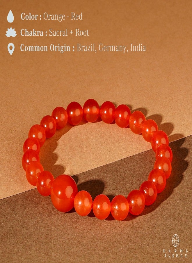 KARMAPLEDGE Carnelian Healing Crystal Bracelets for Women & Men,Reiki Healing Elastic Stretch Bracelet with Handmade Beaded crystals For Meditation, Positive Energy & Balance, Crystal Gifts - Image 4