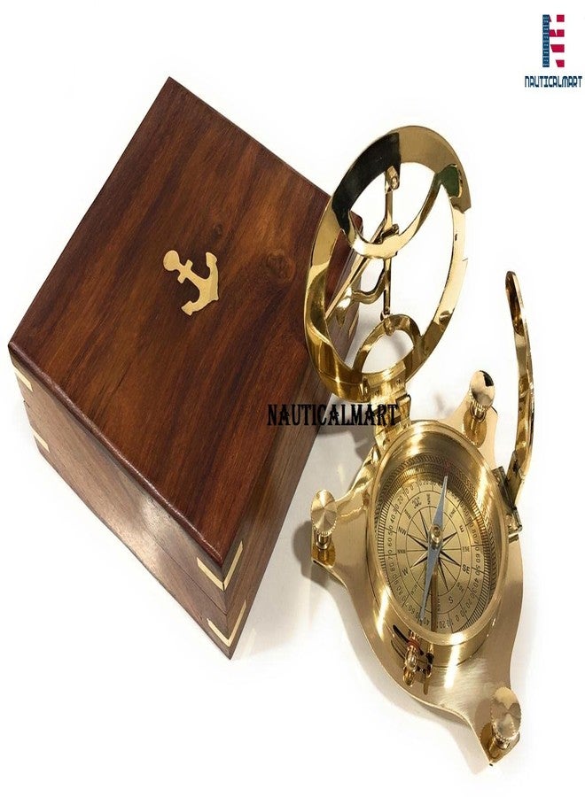 NAUTICALMART Brass Sundial Compass Marine Boat Gift Pocket Sun Dial in Box Nautical Marine Gift Sun Clock Pirate Ship Replica Watch - Image 4