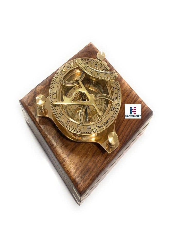 NAUTICALMART Brass Sundial Compass Marine Boat Gift Pocket Sun Dial in Box Nautical Marine Gift Sun Clock Pirate Ship Replica Watch - Image 1