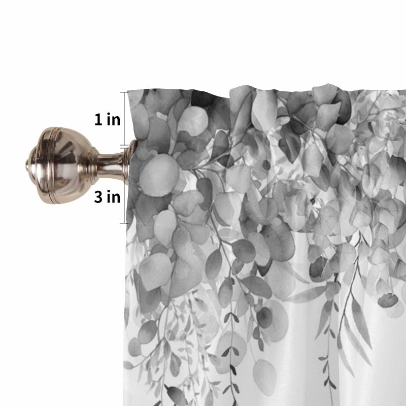 TweetyBed Curtain Valance for Windows Gray Eucalyptus Rod Pocket Valance Window Treatments 1 Panel Watercolor Leaves Short Curtains for Kitchen Windows Bathroom Bedroom 42x12in - Image 5