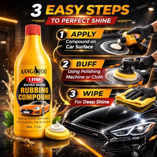 Kangaroo® 1 Step Rubbing Compound (Heavy Duty) Minor Scratch Remover, Paint defect Hider and Oxidation from Cars, Bike, Motorbikes | No Scratches No Swirls (1 Litre) - Image 5