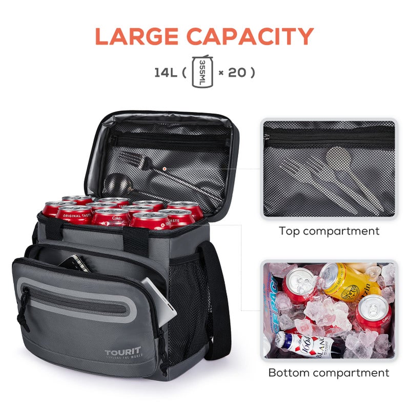 TOURIT Large Lunch Bag 14L Insulated Lunch Box Lunch Cooler for Men&Women Work, Dark Gray - Image 3