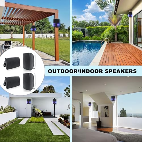 Herdio 6.5 Inch 800W Outdoor Bluetooth Speakers Wired Waterproof with Multifunctional Amplifier, Wall Mount Speaker System for Patio Home Poolside Deck Backyard(2 Pairs,Black) - Image 3