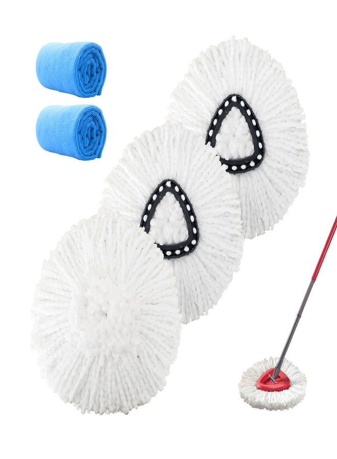 FAMEBIRD 3 Pack Microfiber Mop Replacement Heads Spin Mop Refills Easy Cleaning Mop Head Replacement Includes 2 Extra Microfiber Cloths - Image 1