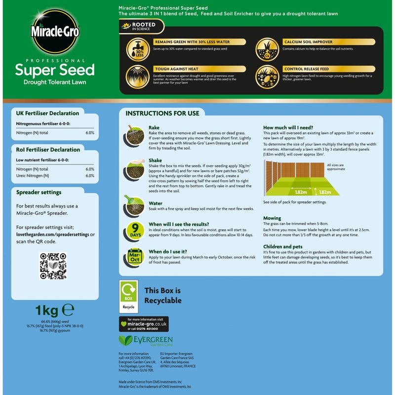Miracle-Gro Professional Drought Tolerant Lawn Seed, 33 m2 - Image 2