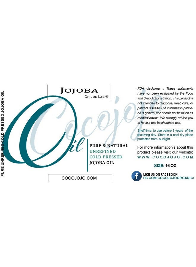 Cocojojo Jojoba Oil Organic, Jojoba Oil for Hair Growth, Jojoba Oil for Skin, Jojoba Oil for Face, 100% Pure Natural, Cold Pressed, Deep Moisturizing Anti-Aging, Essential Oils - 16 Fl Oz - Image 2
