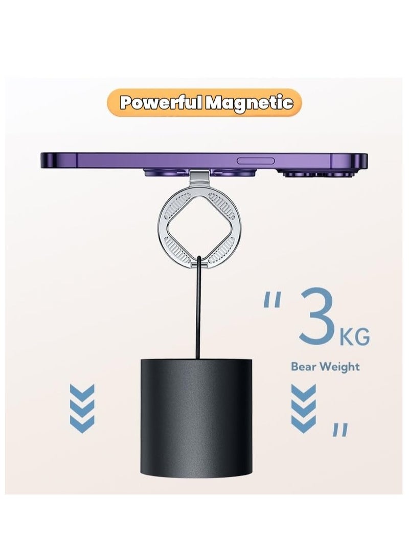 Double Side Magnetic Phone Grip, Compatible with Magsafe Accessories, Adjustable Magnetic Phone Stand Holder, Car Mount Phone Grip Ring for iPhone 15/14/13/12 Series, Black, Android Accessories - Image 1