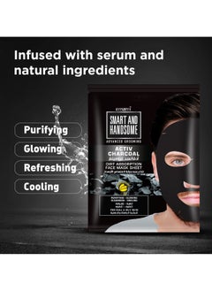 emami Smart & Handsome Advanced Grooming Active Charcoal Dirt Absorption Face Mask Sheet 2 Pcs  - Image 3