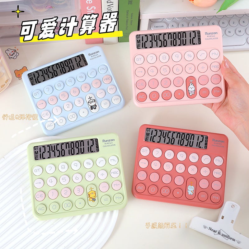 Cute Cartoon High-Value Calculator Student Finance Office Mute 12-Bit Big Button Computer - Image 2
