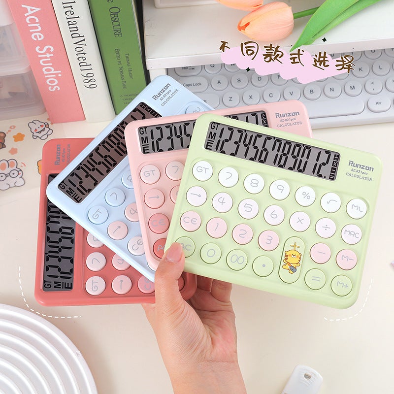 Cute Cartoon High-Value Calculator Student Finance Office Mute 12-Bit Big Button Computer - Image 3
